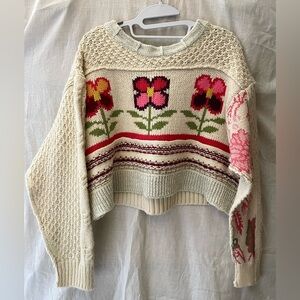 Urban Outfitters - Kimchi Blue Rosemary Knit Cropped Floral Sweater (L) NWT